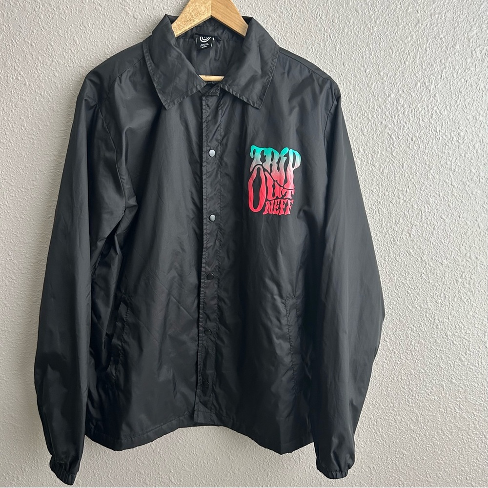 Neff Black Trip Out Windbreaker Snap Closure‎ Jacket